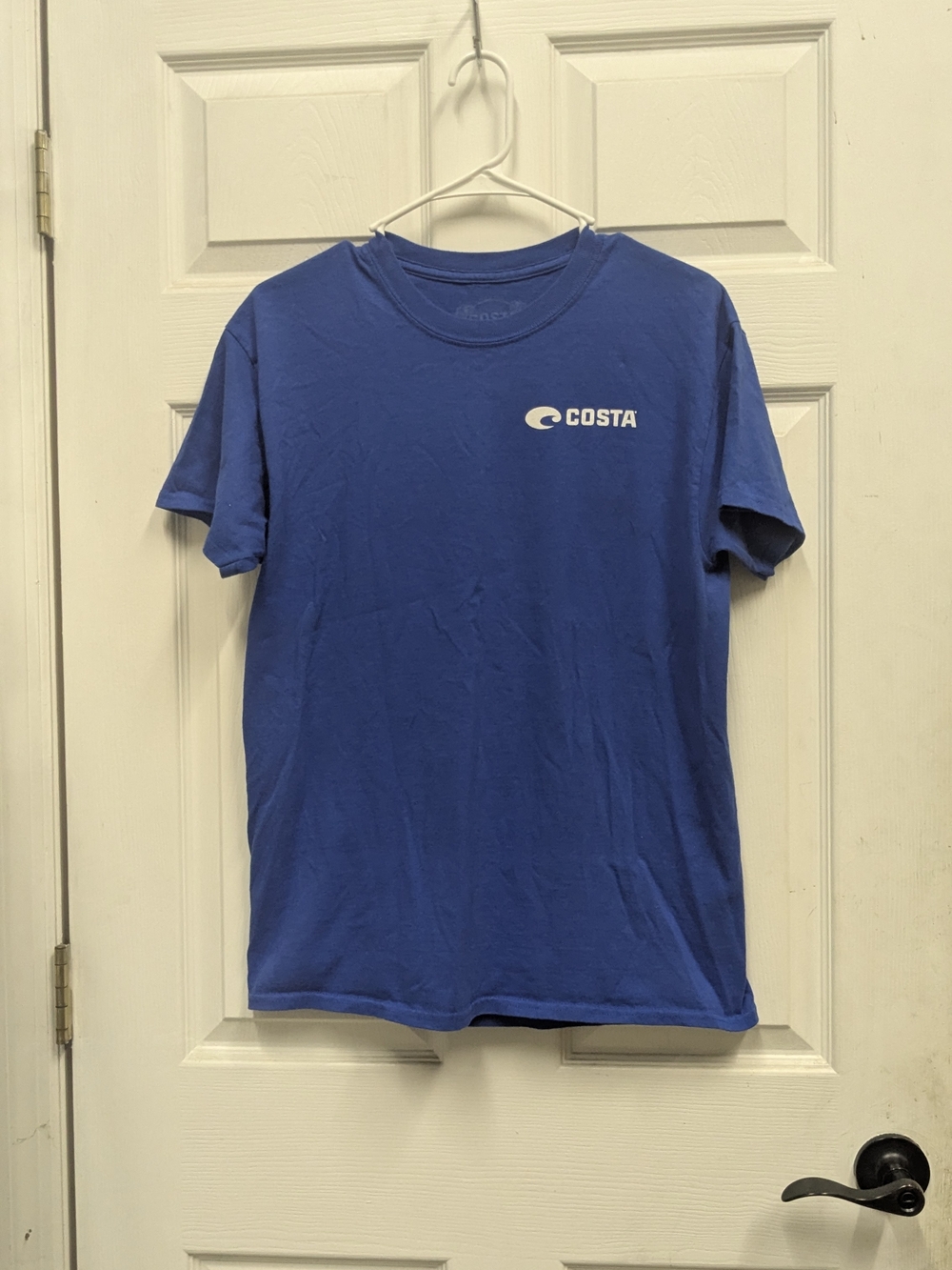 Costa Men's Short Sleeve Tee in Royal Blue with White Logo